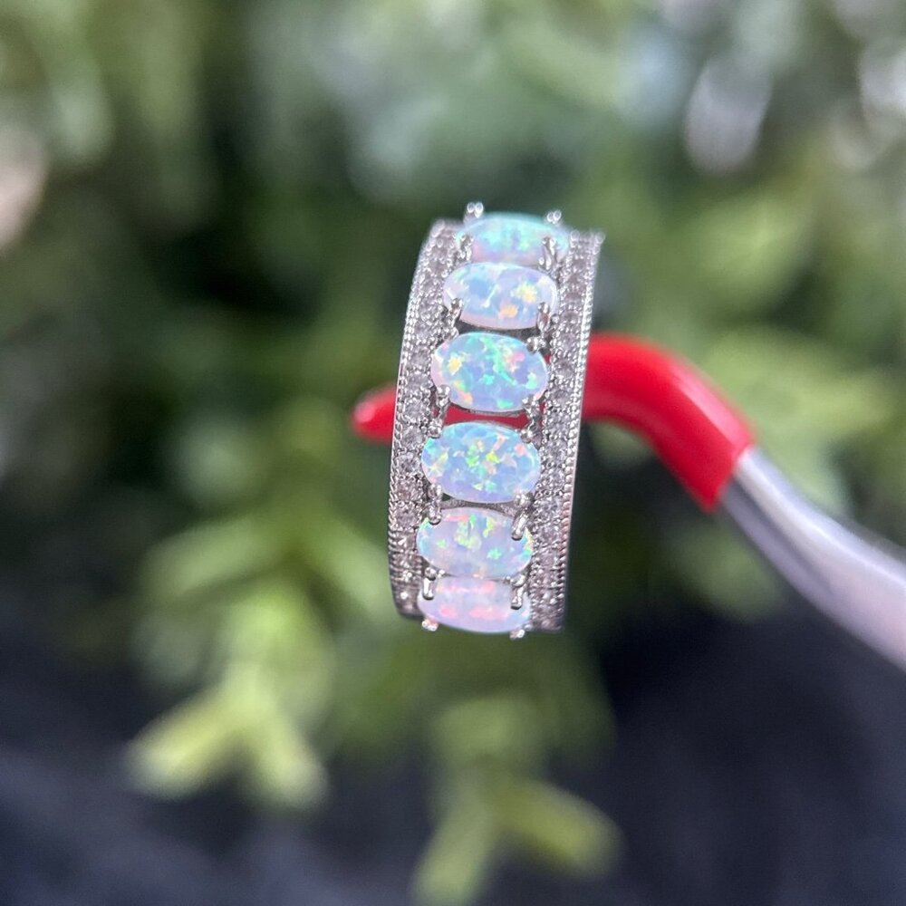 Silver Colored Opals Ring - Picture 5 of 10